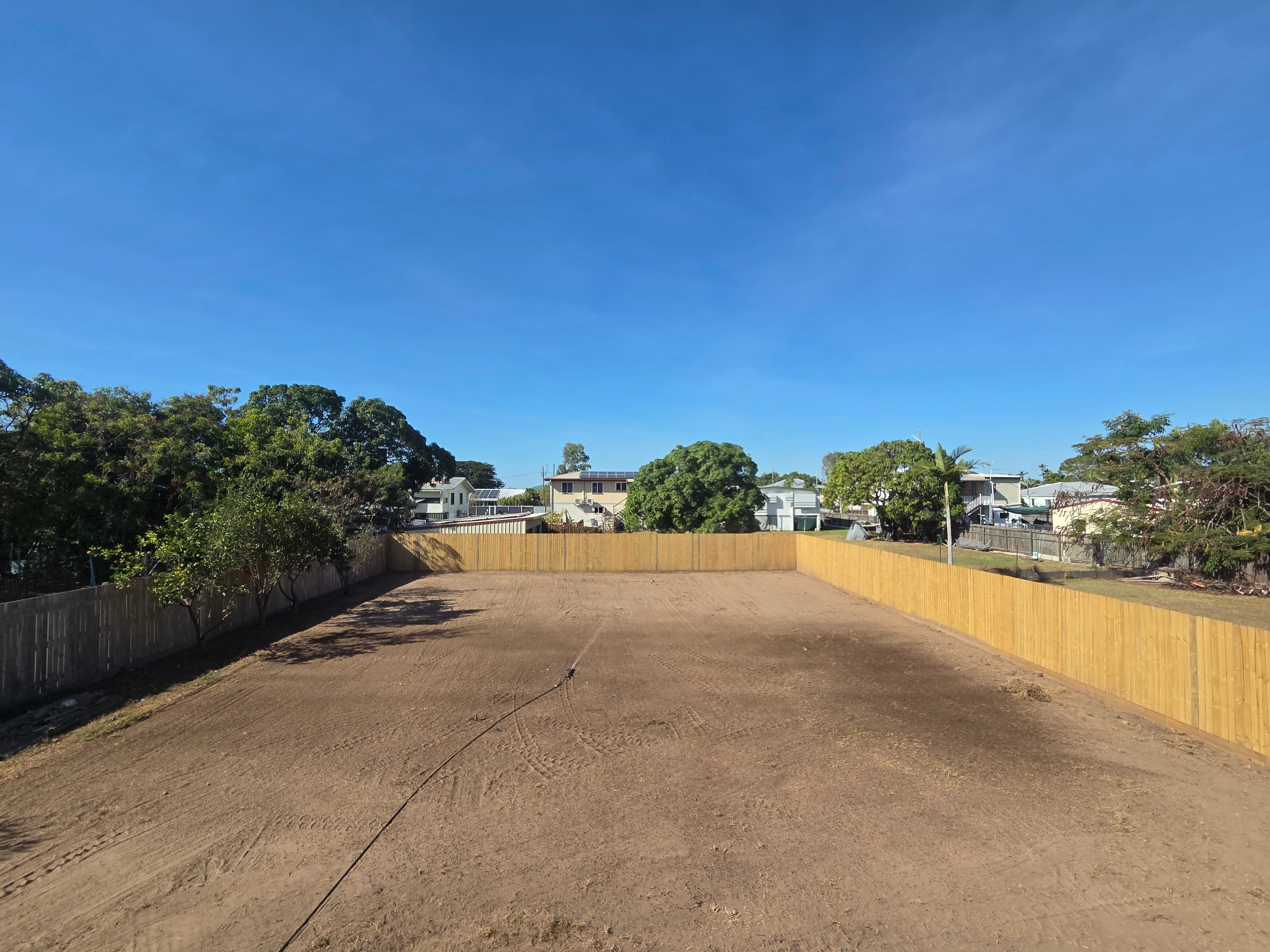 Cleared and levelled residential yard ready for landscaping