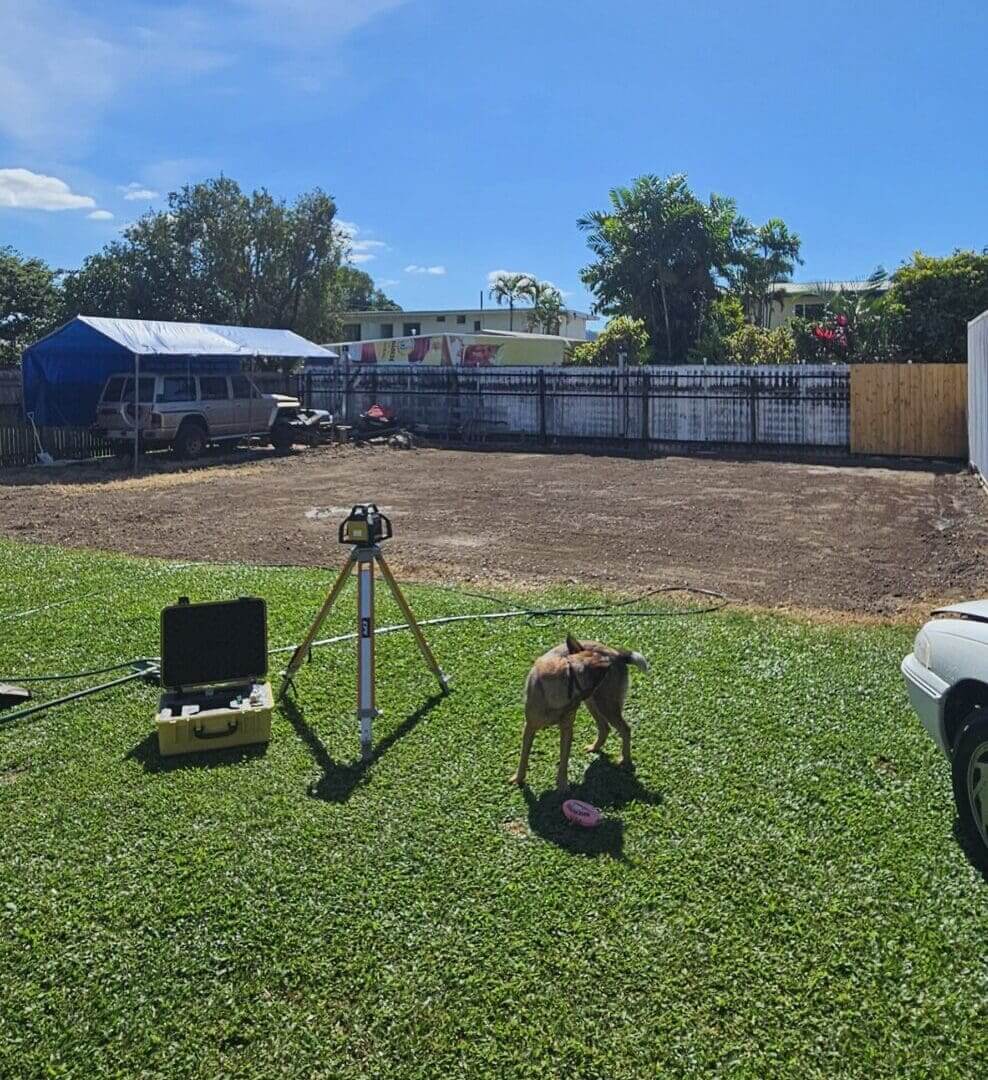 Site survey and level setup on completed project